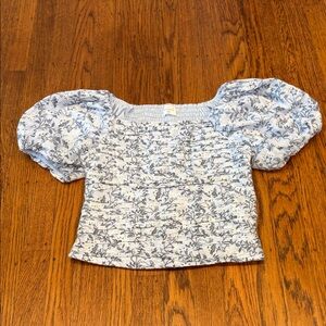 Abercrombie Kids Emerson Puff Sleeve Top Blue Floral Girls 11/12